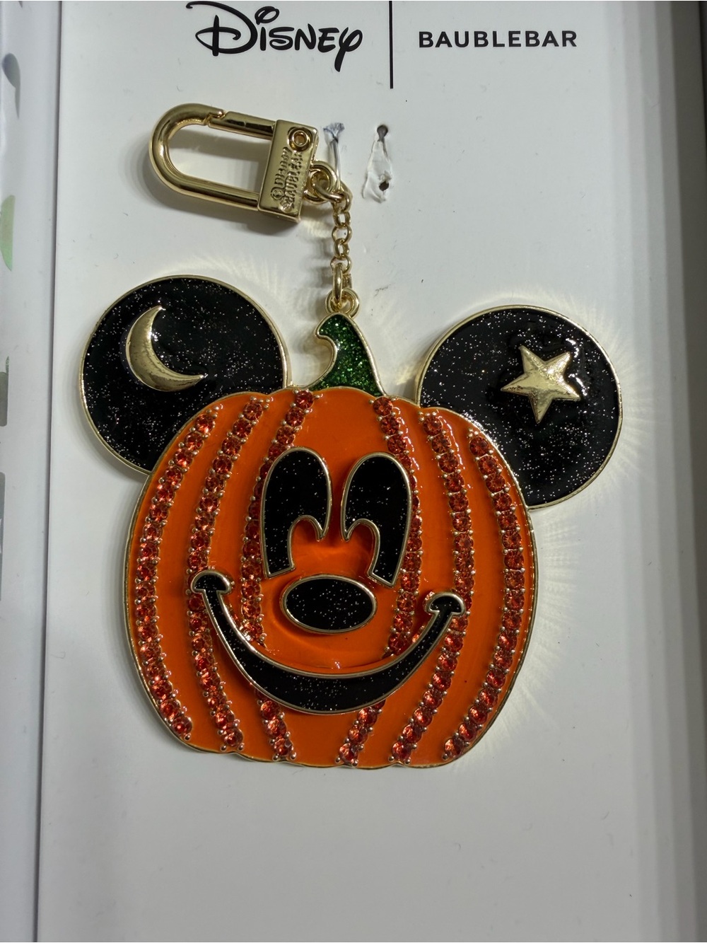 Disney x BaubleBar Mickey Pumpkin Halloween Bag Charm NIB - Picture 2 of 6